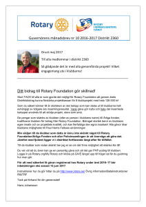 Ditt bidrag till Rotary Foundation gör skillnad! Guvernörens