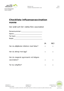 Checklista influensavaccination vuxna
