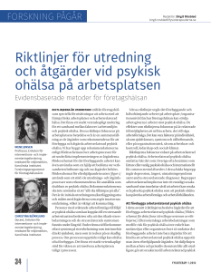 Riktlinjer för utredning och åtgärder vid psykisk ohälsa på