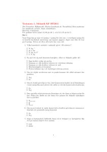 Tentamen 1, Mekanik KF HT2011