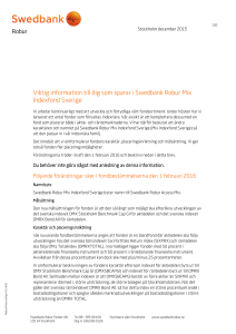 Viktig information till dig som sparar i Swedbank Robur Mix