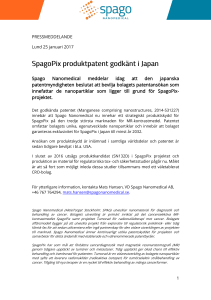 Pressmeddelande Spago Nanomedical