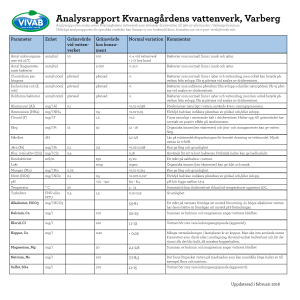Analysrapport Kvarnagårdens vattenverk, Varberg