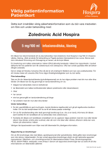 Viktig patientinformation Patientkort Zoledronic Acid Hospira