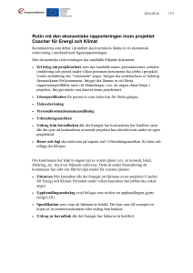 Rutin vid den ekonomiska rapporteringen inom projektet Coacher