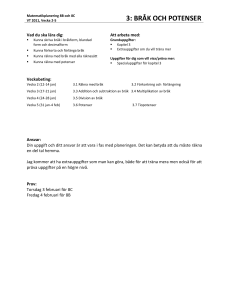 Planering Y – 3 Bråk och potenser