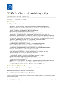 KTH | SF2974 Portföljteori och riskvärdering 6,0 hp