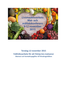 Torsdag 12 november 2015 Folkhälsoarbete för