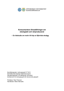 Konsumenters föreställningar om ekologiskt och