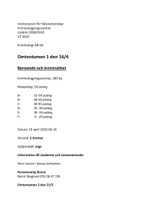 Institutionen för hälsovetenskap Kriminologprogrammet Läsåret