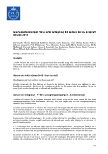 Minnesanteckningar möte inför antagning till senare del av program