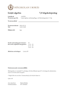 Linjär algebra, inriktning Bygg och Maskin 160314