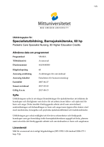 Specialistutbildning, Barnsjuksköterska, 60 hp