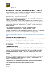 Information till medlemmar inför extra årsmöte den 9 maj 2017