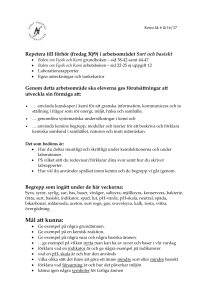 Repetera till förhör (fredag 30/9) i arbetsområdet Surt och basiskt
