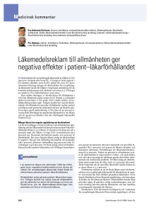 Läkemedelsreklam till allmänheten ger negativa effekter i patient