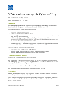 KTH | IV170V Analys av datalager för SQL