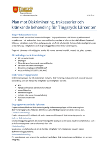 Plan mot Diskriminering, trakasserier och kränkande behandling fö r