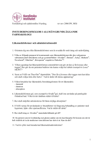 Instuderingsfrågor Allmän farmakologi