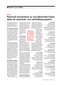 Rationell introduktion av nya läkemedel kräver både ett sjukvårds