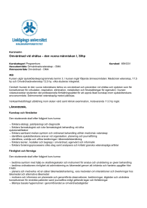 Omvårdnad vid ohälsa – den vuxna människan I, 30hp