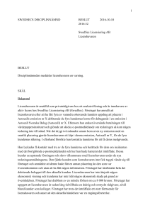 1 SWEDSECS DISCIPLINNÄMND BESLUT 2016-10