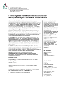 Forskningsassistent/Biomedicinsk analytiker