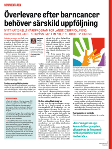Överlevare efter barncancer behöver särskild