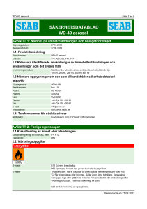 SÄKERHETSDATABLAD WD-40 aerosol