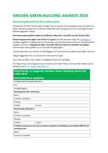 2016 LEED Nominering - Sweden Green Building Council