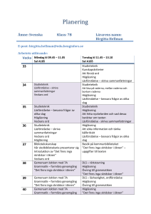 Planering svenska 7B, höstterminen 2016