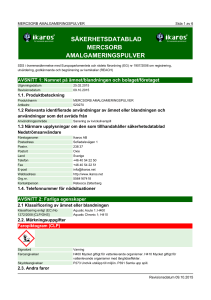 SÄKERHETSDATABLAD MERCSORB AMALGAMERINGSPULVER