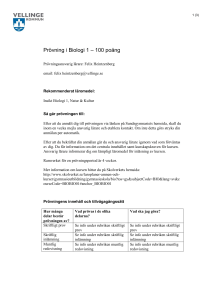 Prövning i Biologi 1 – 100 poäng