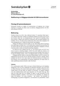 Ratificering av tilläggsprotokollet till ESK