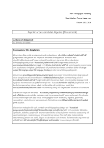 Pep för arbetsområdet ​Algebra​(Matematik)