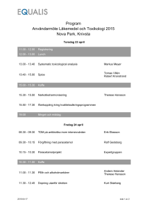 Program Användarmöte Läkemedel och Toxikologi 2015