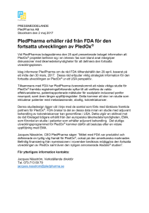 PledPharma erhåller råd från FDA för den fortsatta utvecklingen av