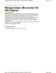 Mengus köper JM:s kontor för 650 miljoner
