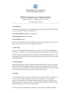 BIO425, Ekologisk teori, 15 högskolepoäng