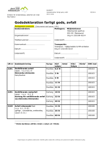 Godsdeklaration farligt gods, avfall