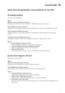 Postdoktortjänst Junior Investigator Award