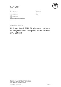 RAPPORT Hydrogeologisk PM inför planerad brytning av bergtäkt