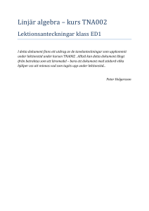 Linjär algebra – kurs TNA002