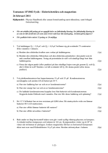Tentamen 1FY802 Fysik - Elektricitetslära och magnetism 26