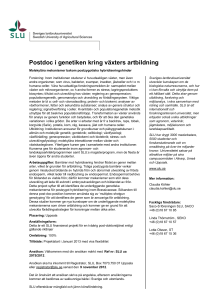 Postdoc i genetiken kring växters artbildning