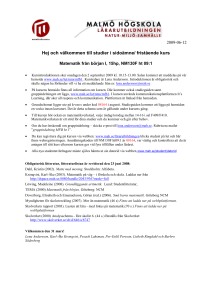 2009-06-12 Hej och välkommen till studier i sidoämne/ fristående