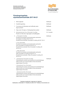 Föredragningslista styrelsesammanträde 2017-04-21