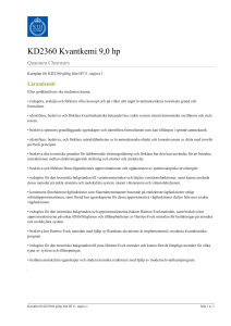 KTH | KD2360 Kvantkemi 9,0 hp