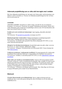 Inlämnade projektförslag som av olika skäl inte
