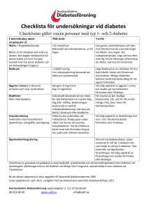 Checklista för undersökningar vid diabetes